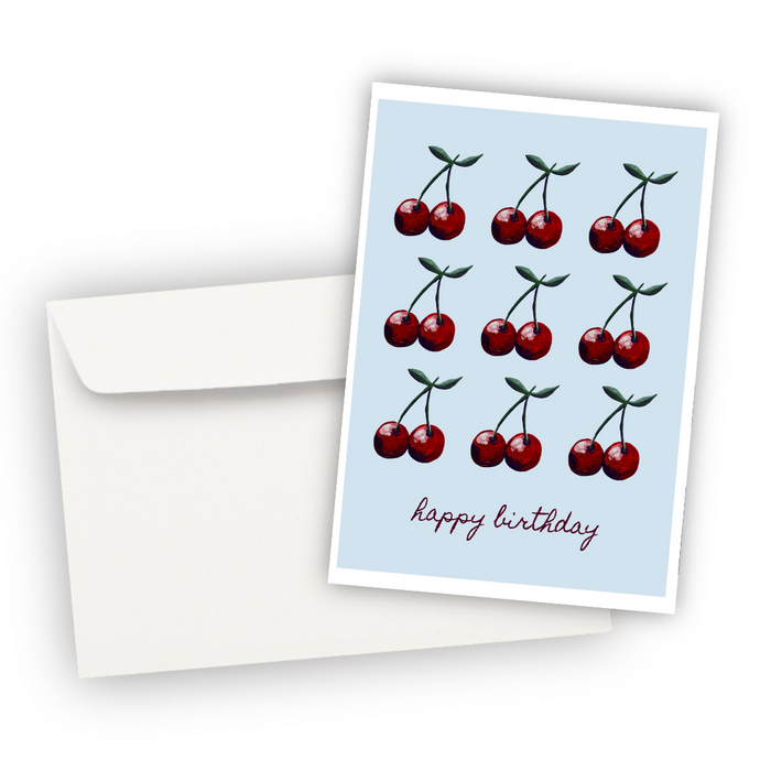 Happy Birthday Cherries Greeting Card