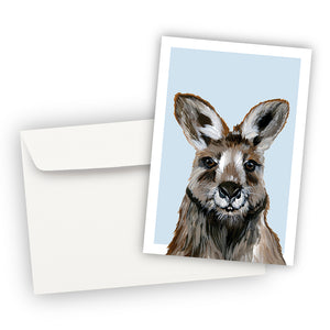 Australian Wildlife Kangaroo Blue Greeting Card