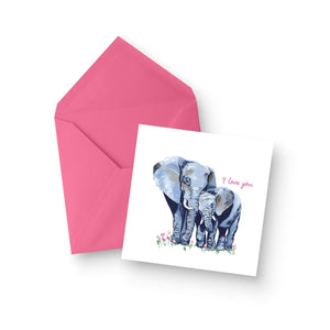I Love You Elephants Greeting Card