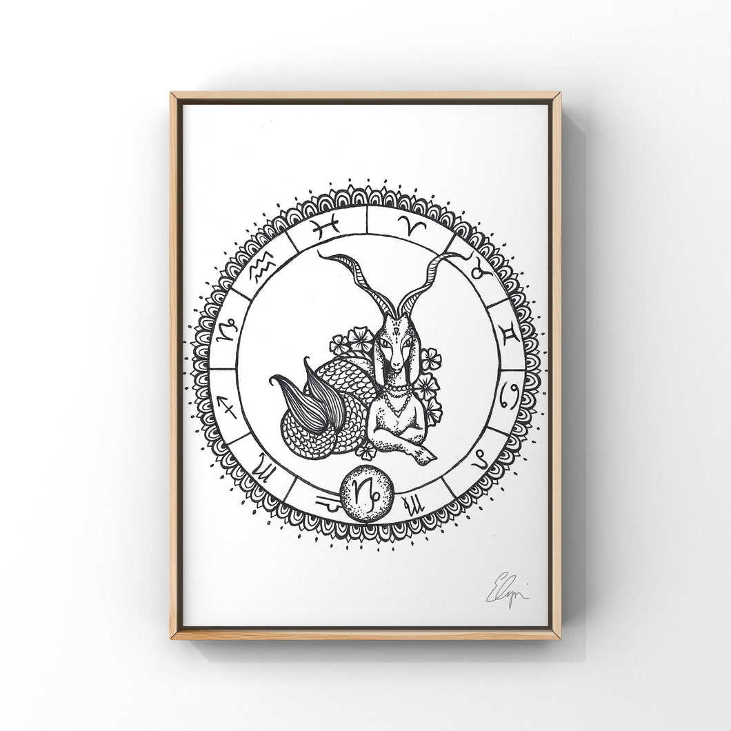 Capricorn Mandala Zodiac Drawing