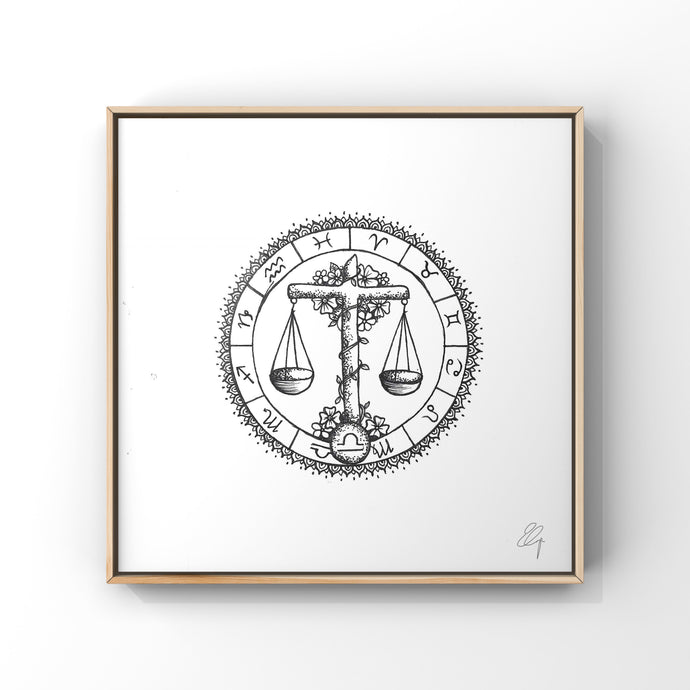 Libra Mandala Zodiac Drawing