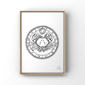Cancer Mandala Zodiac Drawing