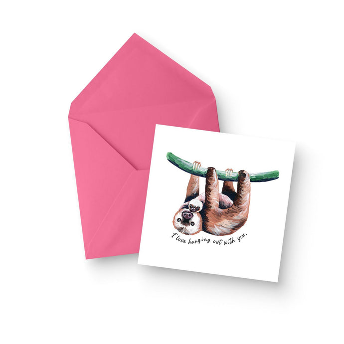 Hanging Out Sloth Greeting Card