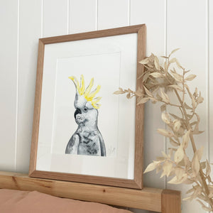 Framed Yellow Cockatoo Painting